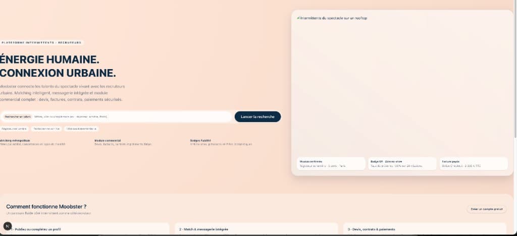 Équipe et événement Moobster